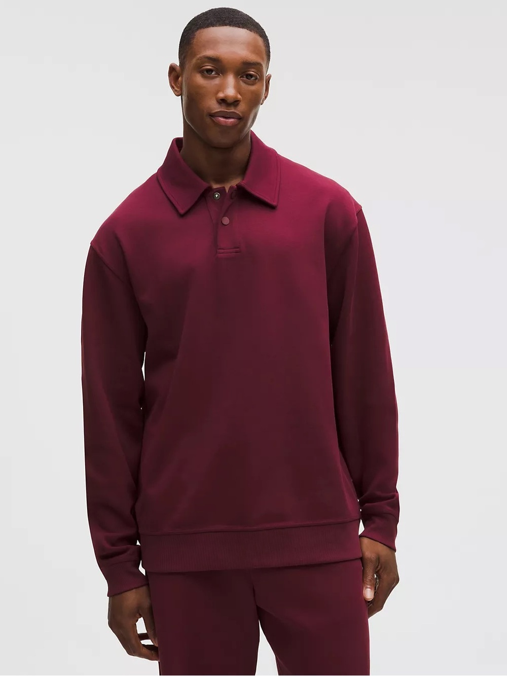 Lululemon Grand Standard Long Sleeve Polo Relaxed Fit SZ L NWT Burgundy Bay BBAY